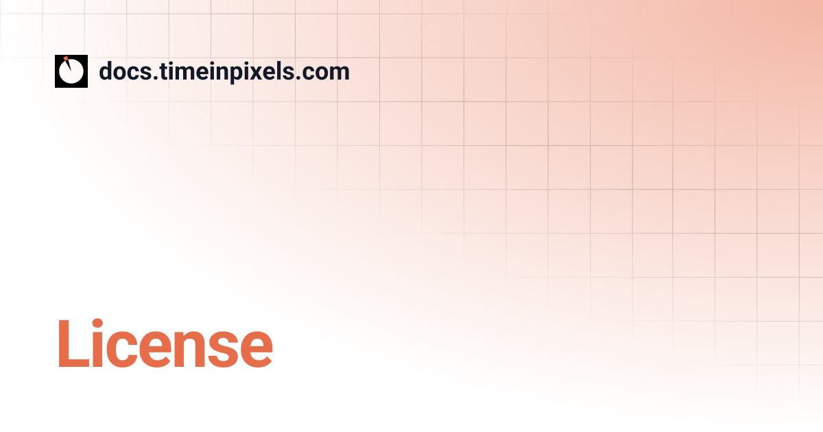 License | docs.timeinpixels.com